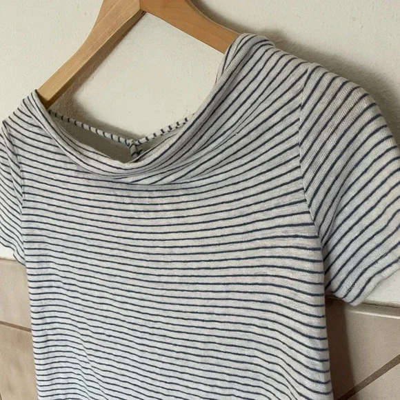 Anthropologie Maeve white and blue striped linen shirt size small - Picture 2 of 6